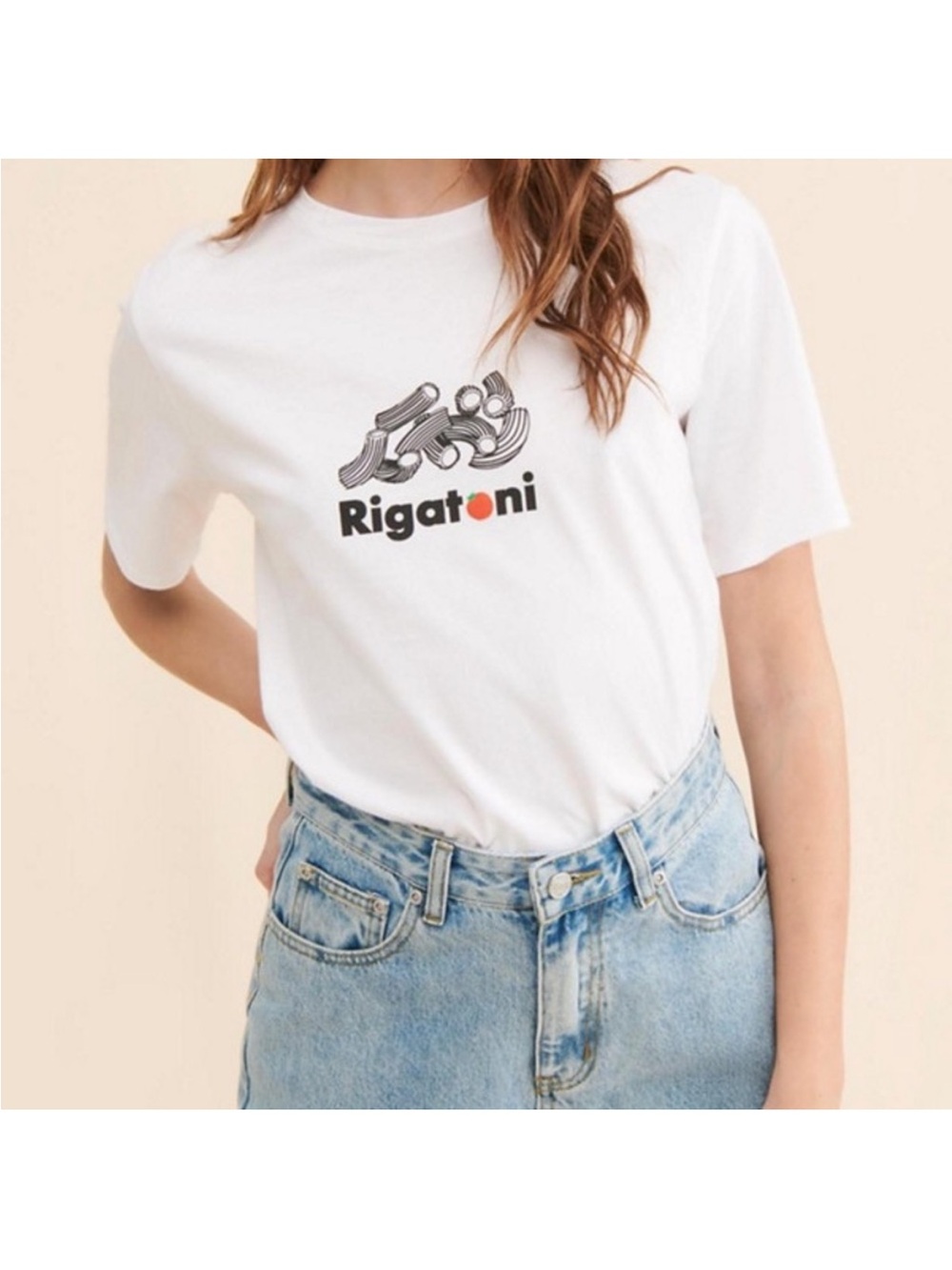 Kule rigatoni tshirt pasta graphic tee L boxy organic cotton cropped relaxed